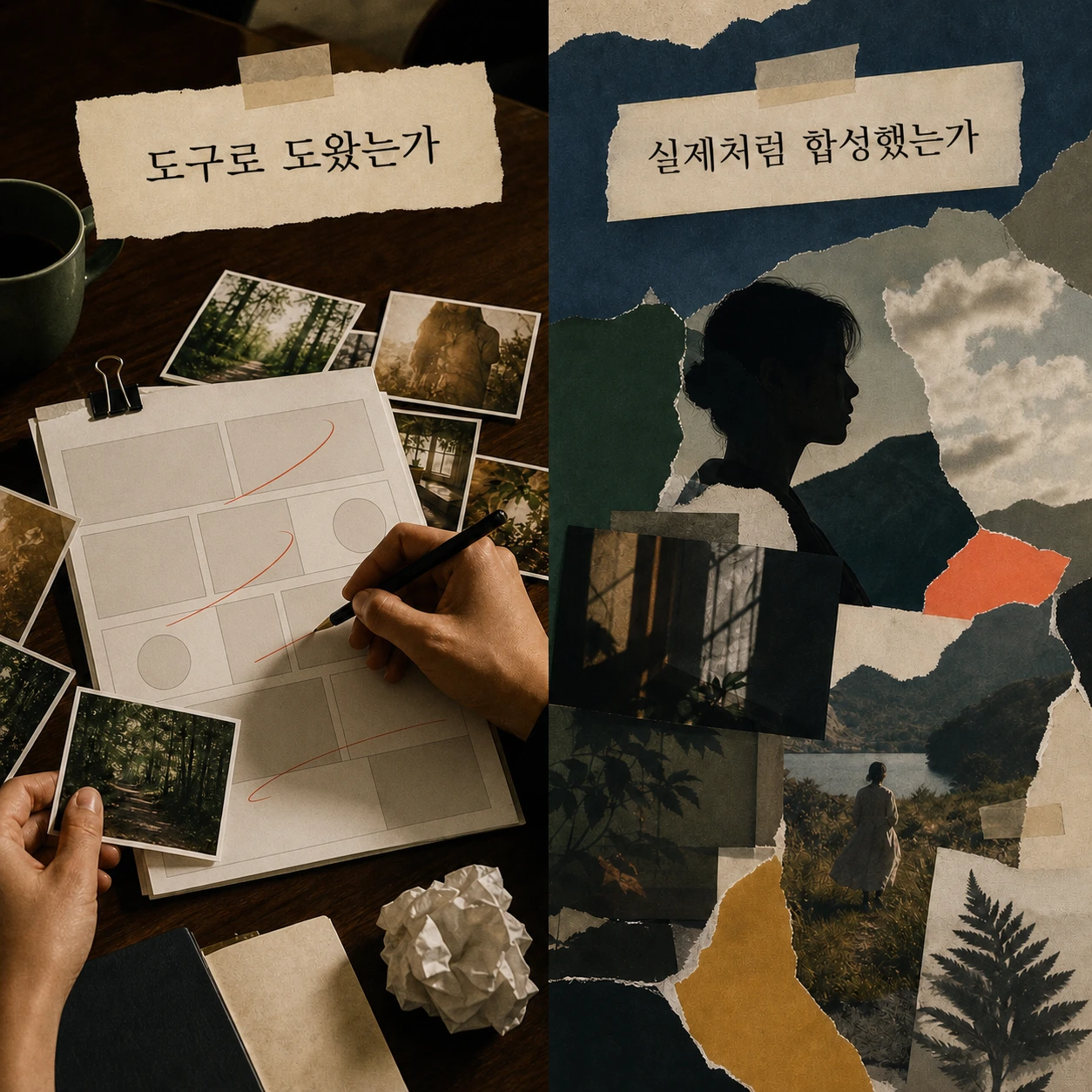 도구로 도왔는가, 실제처럼 합성했는가