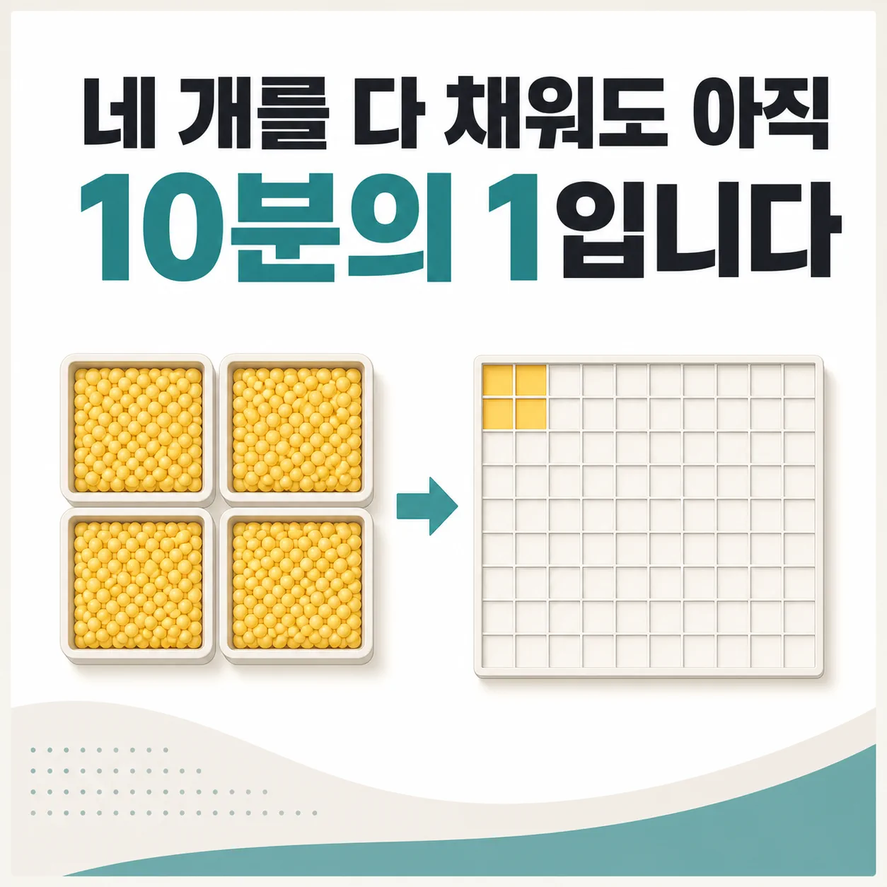 네 개를 채워도 아직 10분의 1