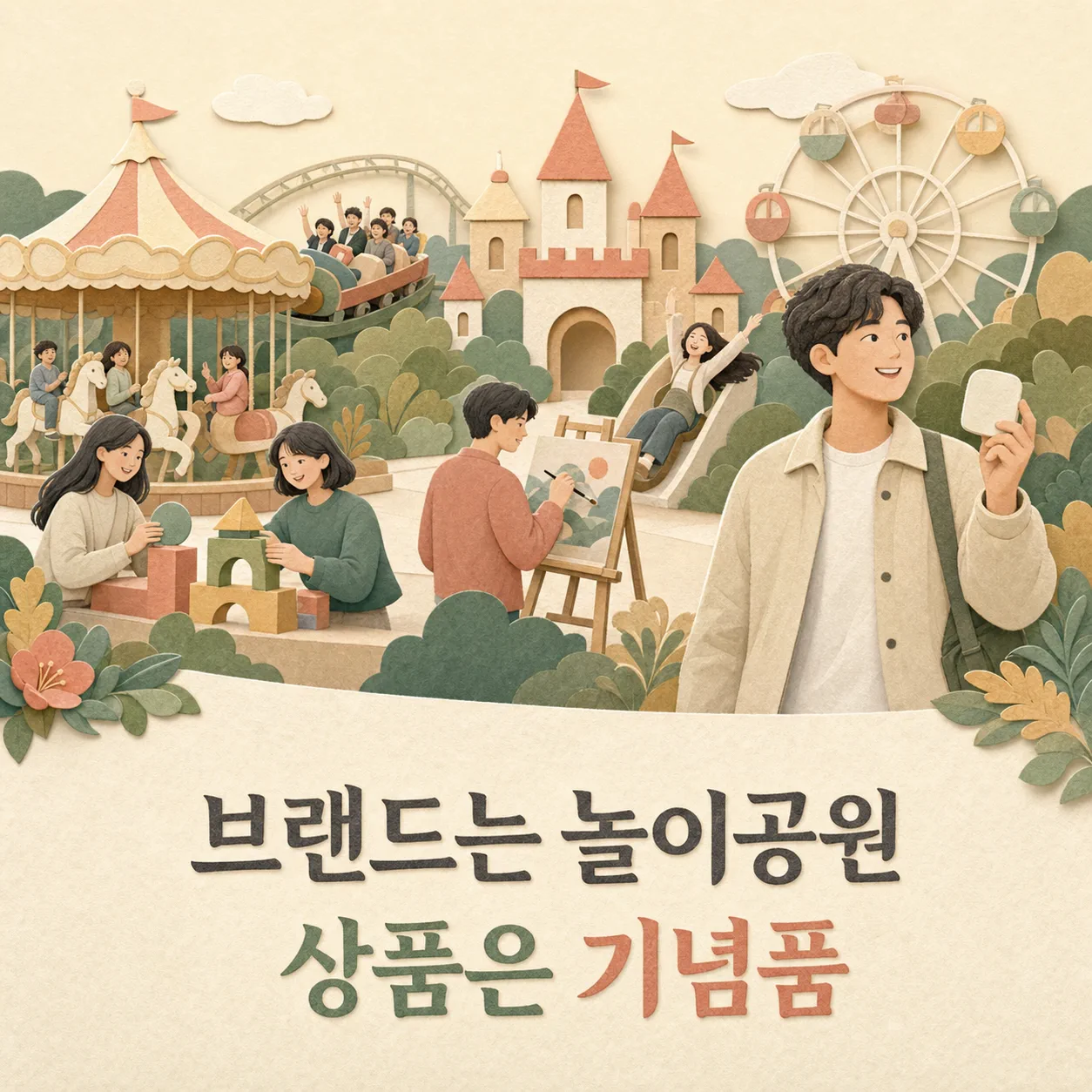 놀이공원 같은 브랜드와 기념품 상품