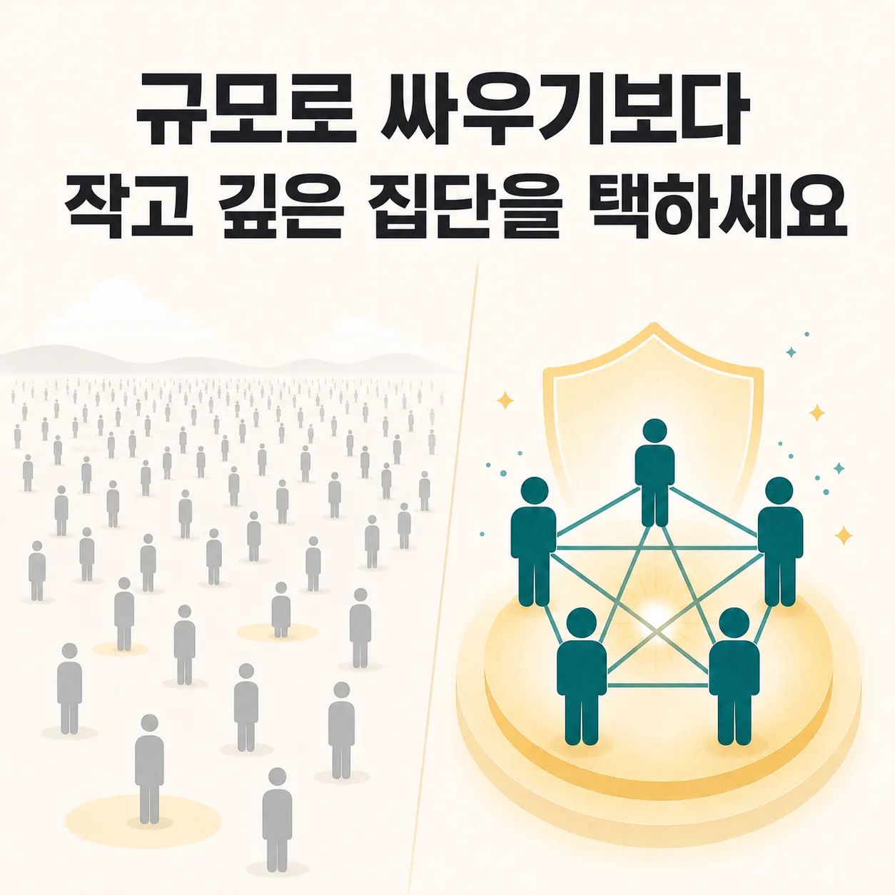 규모 경쟁 대신 작고 깊은 집단 선택