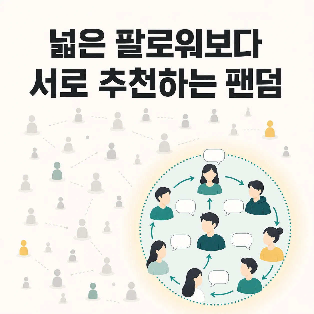 흩어진 팔로워와 서로 추천하는 팬덤