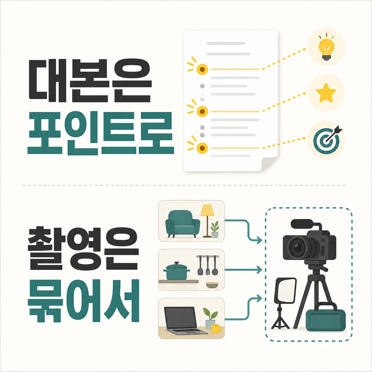 포인트만 적은 대본과 묶어서 하는 촬영