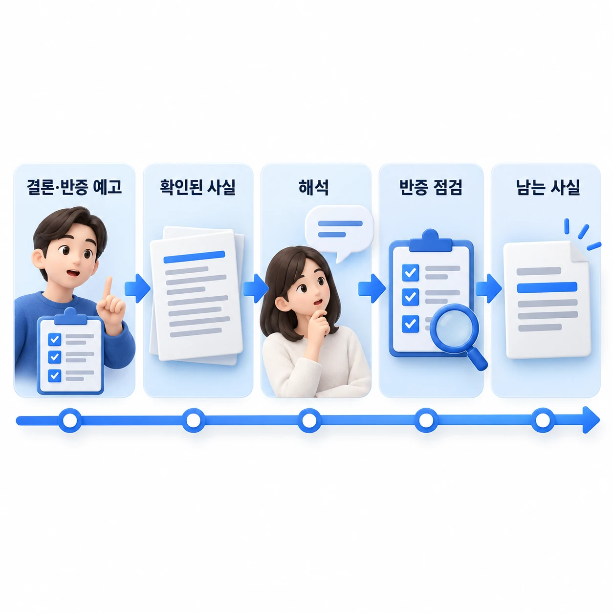 오프닝에서 결론과 반증 지점을 예고하고, 확인된 사실과 해석을 음성으로 구분한 뒤 같은 반증을 점검하고 그래도 남는 사실로 마무리하는 구조. 전제가 바뀌어도 근거와 해석의 경계를 남긴다. ENLIT 2026.10